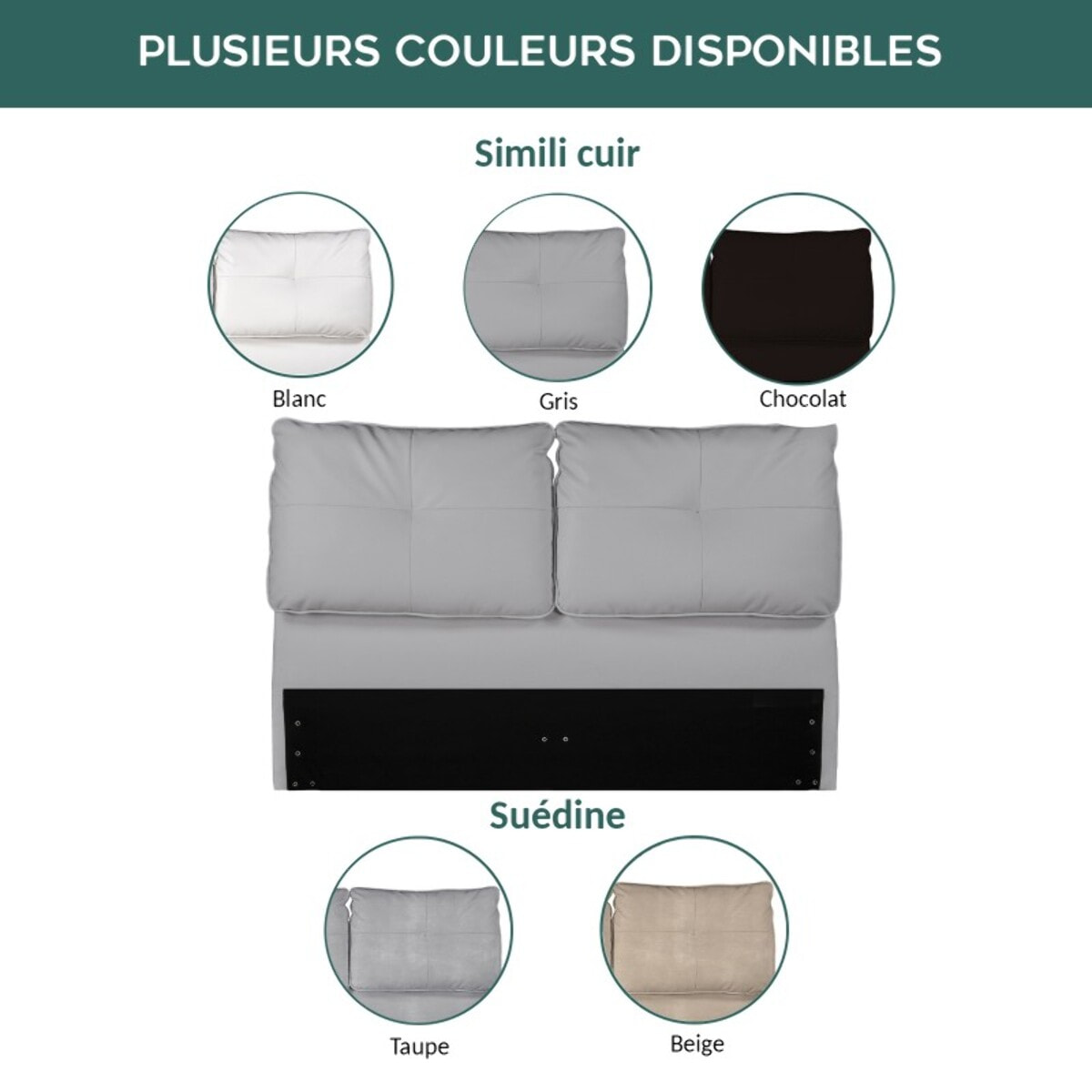 Lit Fantasia avec tête de lit "coussins" | cadre à lattes flexibles | Confort et Elégance | Montage simple rapide | Simili cuir | Chocolat