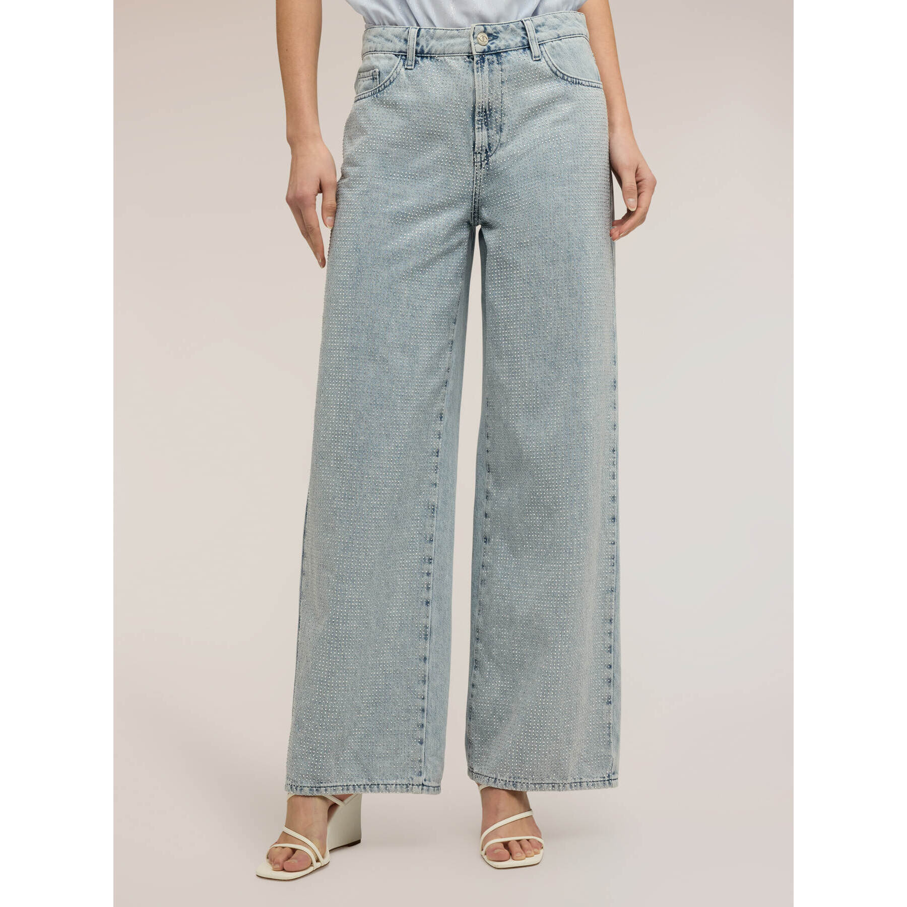 Motivi - Jeans palazzo con cristales - Light - blue