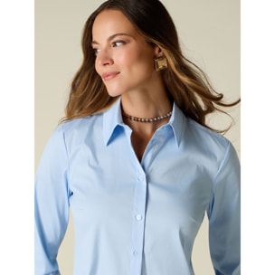 Oltre - Camicia basic in popeline - Azzurro