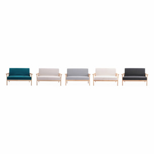 Canapé banquette 2 places bois d'hévéa tissu ISAK