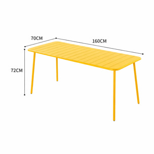 Ensemble table de jardin 160 cm et 6 chaises jaune EVORA