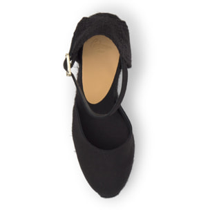 Alpargata Carol cuña de yute en algodón con pulsera y doble plataforma