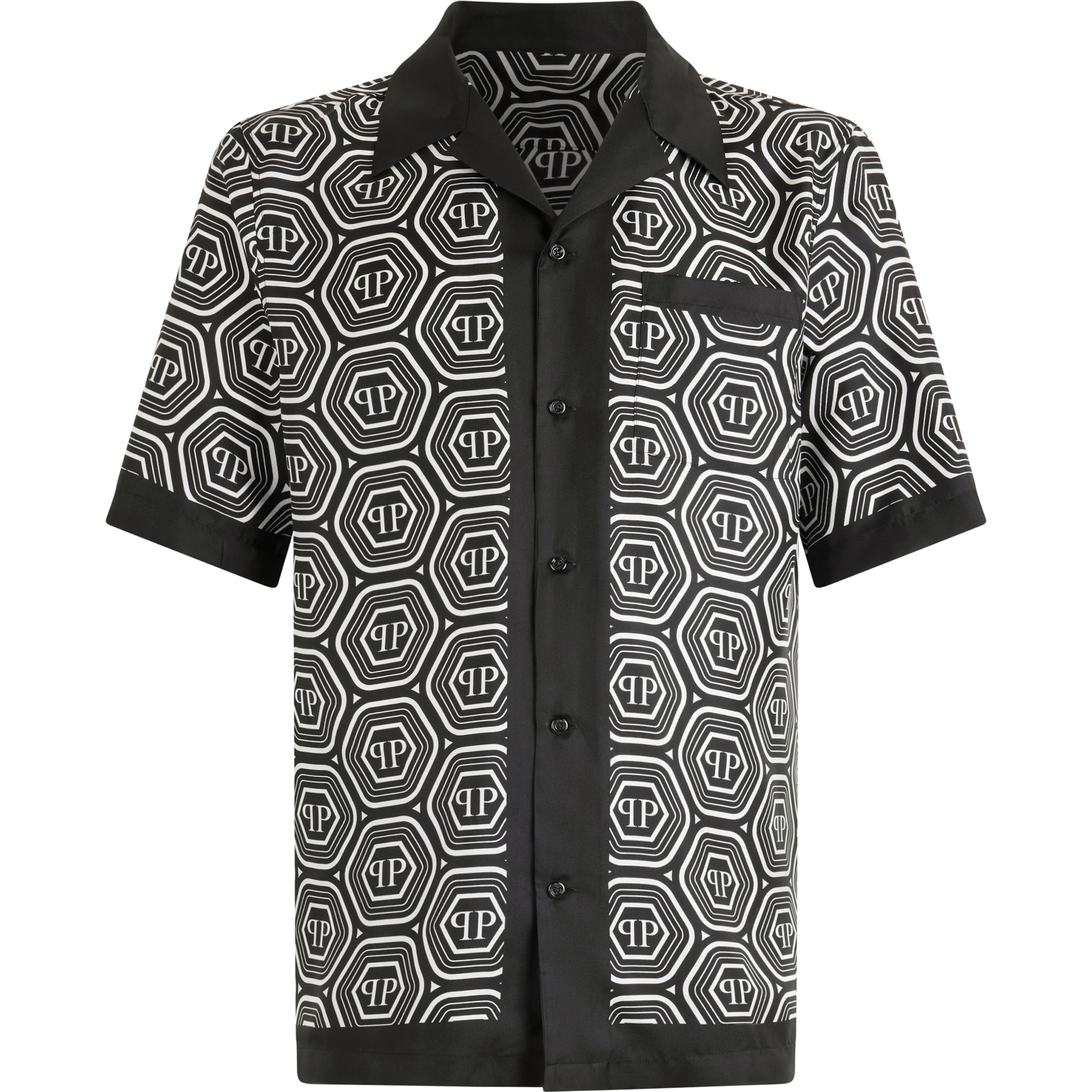 PHILIPP PLEIN Silk Bowling Shirt Monogram 70's