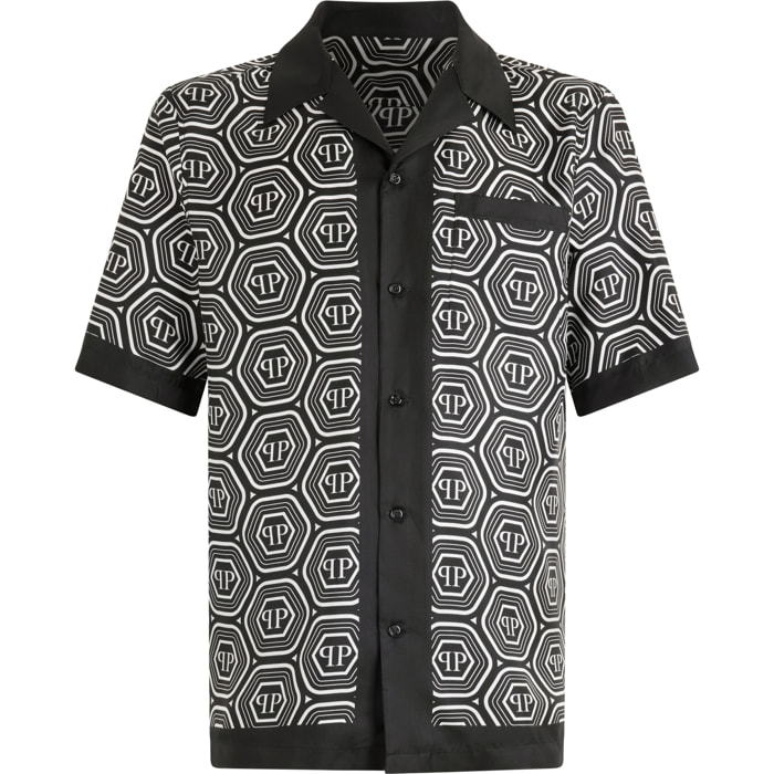 PHILIPP PLEIN Silk Bowling Shirt Monogram 70's
