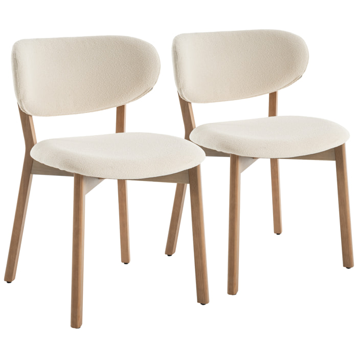 Lot de 2 chaises en bois clair et tissu boucle beige AURA