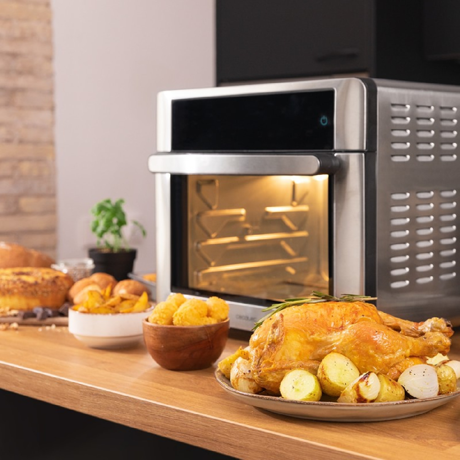 Horno Freidora de Aire Caliente Bake&Fry 3000 Touch Steel. 1600 W, 30 Litros, Co