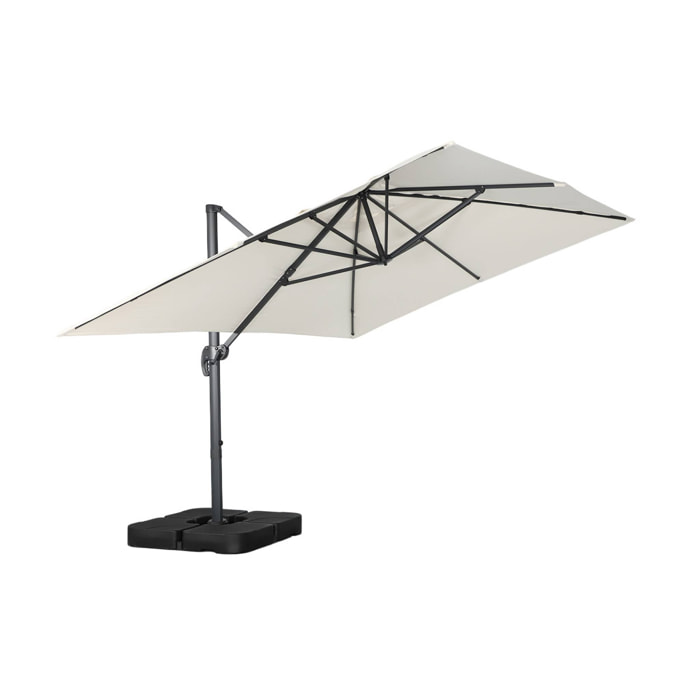 Parasol déporté rectangulaire 3x4m + dalles à lester 50x50cm WIMEREUX + DALLES