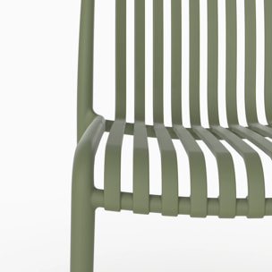 Lot de 2 chaises de jardin empilables en plastique vert kaki - Duli