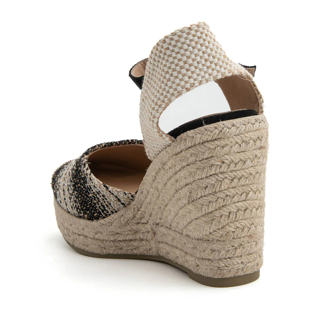 Espadrillas natural con zeppa - NERO