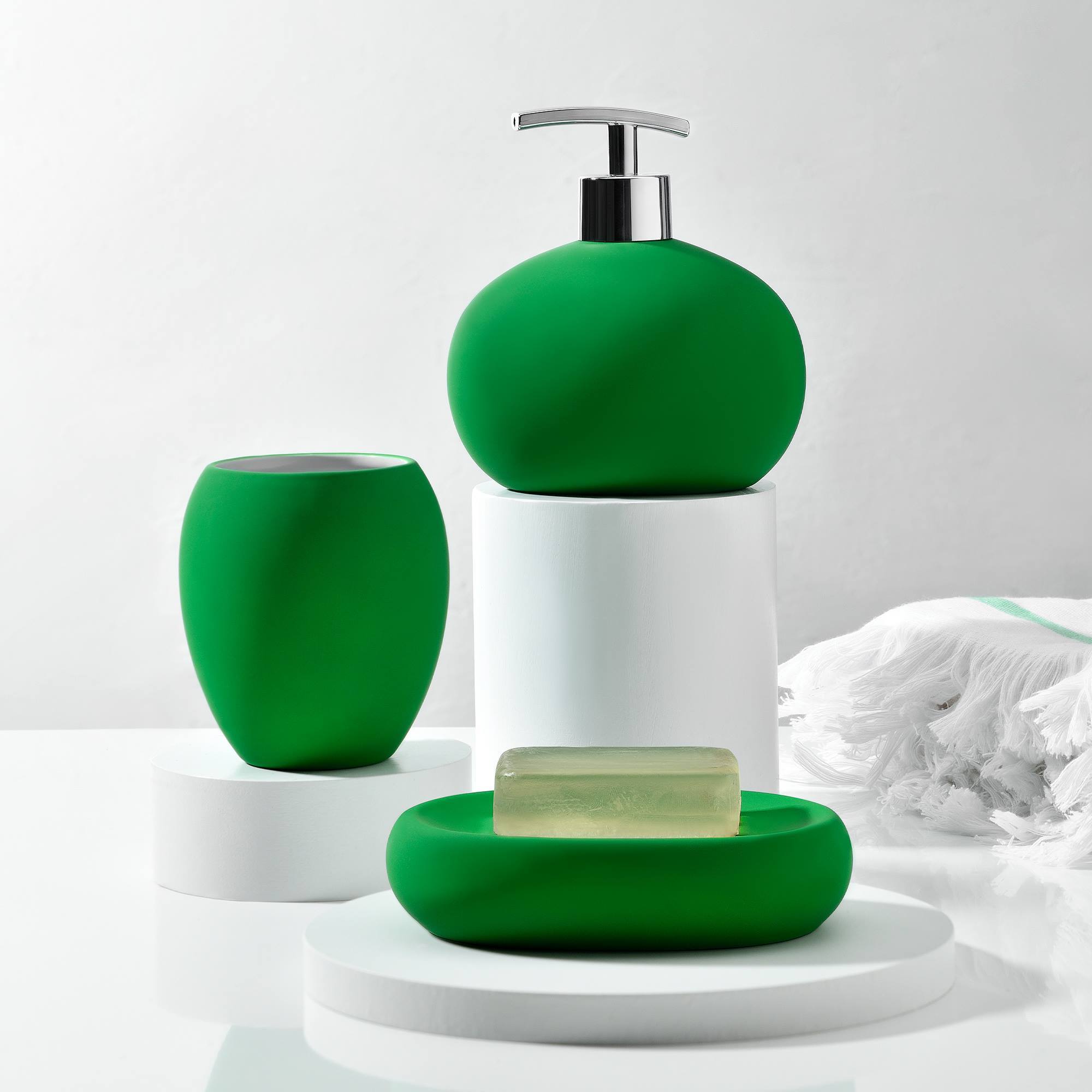 Plato para jabón de baño en cerámica verde