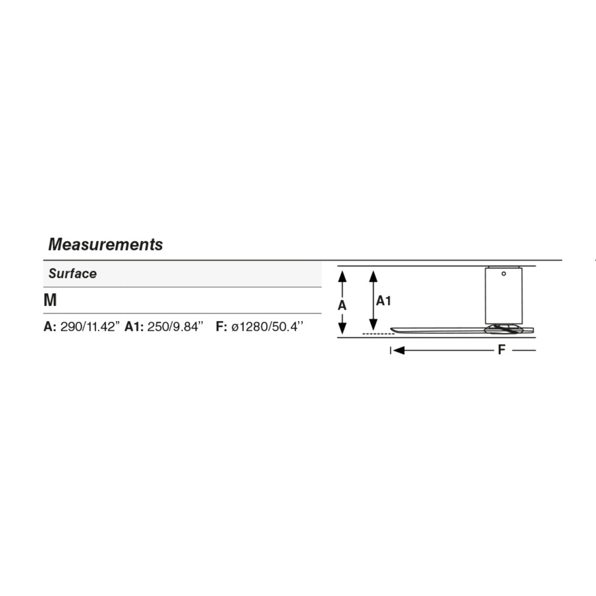 MINI TUBE FAN M Ventilateur noire brillant/transparent DC
