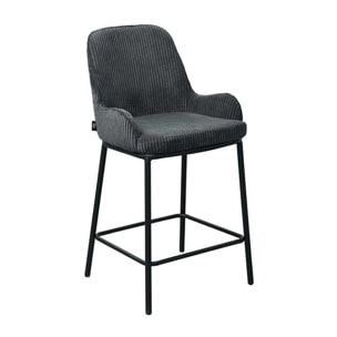 Salinas - lot de 2 chaises de bar - en velours côtelé - gris anthracite - H65 cm - Gris Anthracite