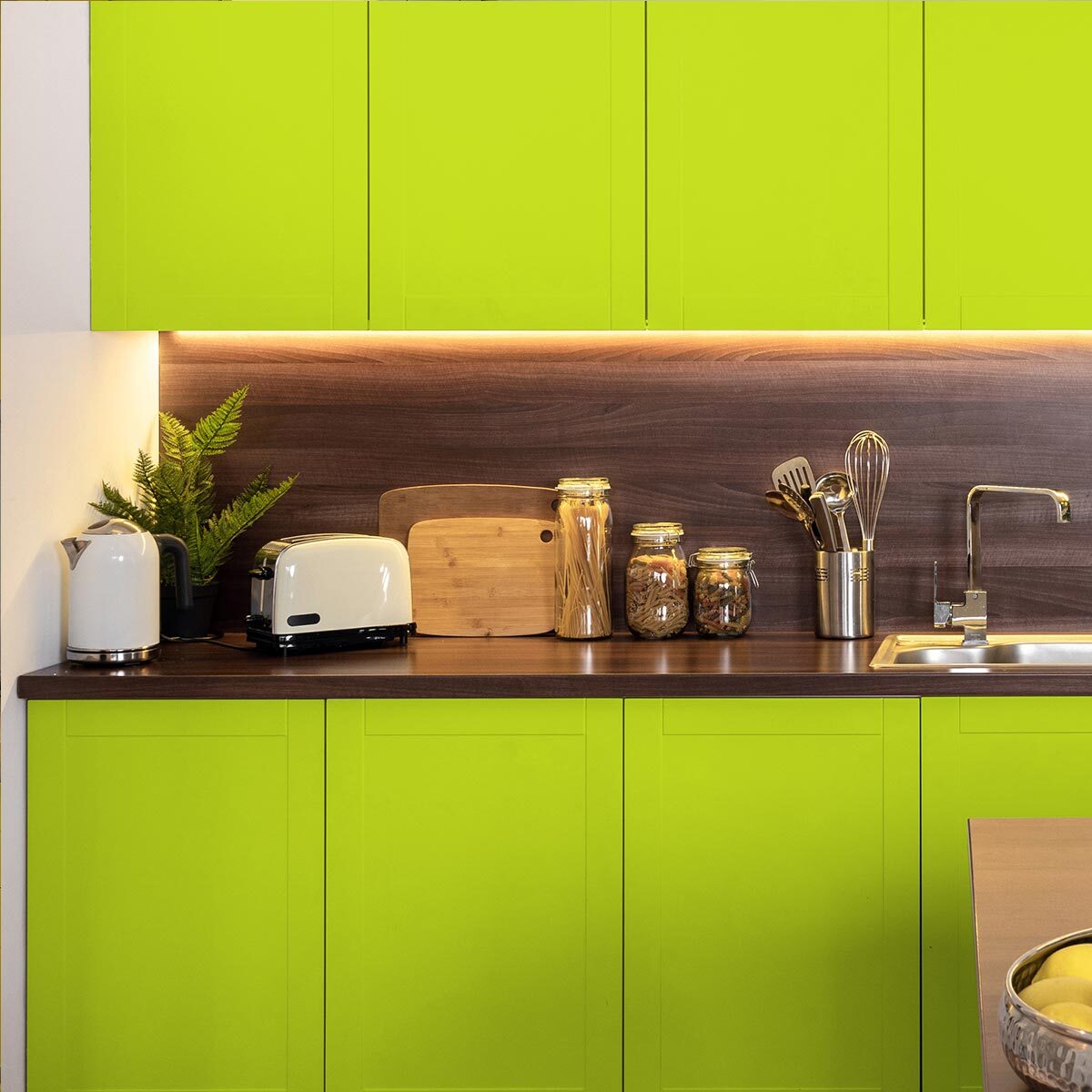 Rouleau adhésif décoratif Vinyle au Mètre - Vert pastel - Sticker Lavable Imperméable Mur Cuisine Meubles