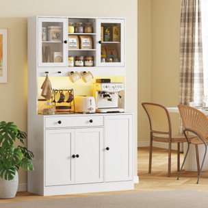 Buffet haut LED multi-rangement dim. 103 x 40 x 180cm poignées boutons noir blanc