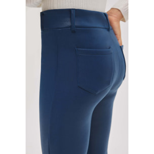 Pantaloni termici effetto pelle blu navy a zampa da bambina