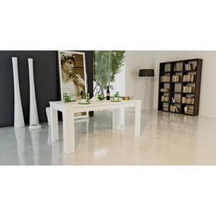 Tavolo per sala da pranzo estensibile, Made in Italy, Tavolo moderno con allunghe, Consolle allungabile, cm 160/210x90h75, colore Bianco lucido Larice