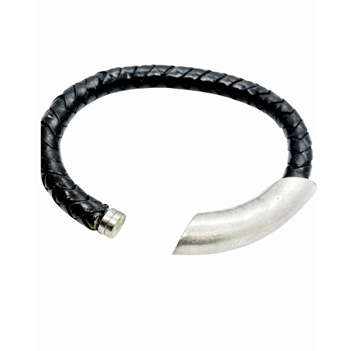 Pulsera Tube cuero trenzado plata