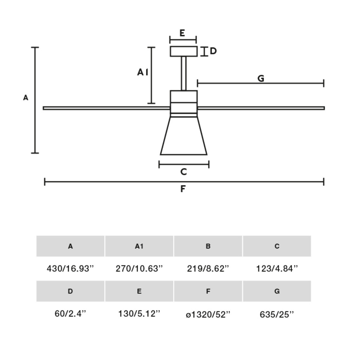 AMELIA L CONE LED Ventilador de techo gris