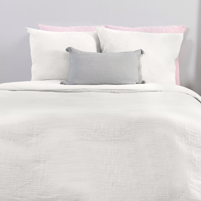 Parure de lit en double gaze de coton - Blanc