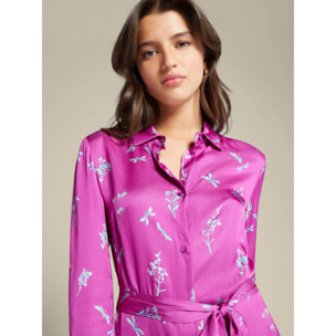 Elena Mirò - Vestido camisero estampado de viscosa ECOVERO™ - Fuchsia