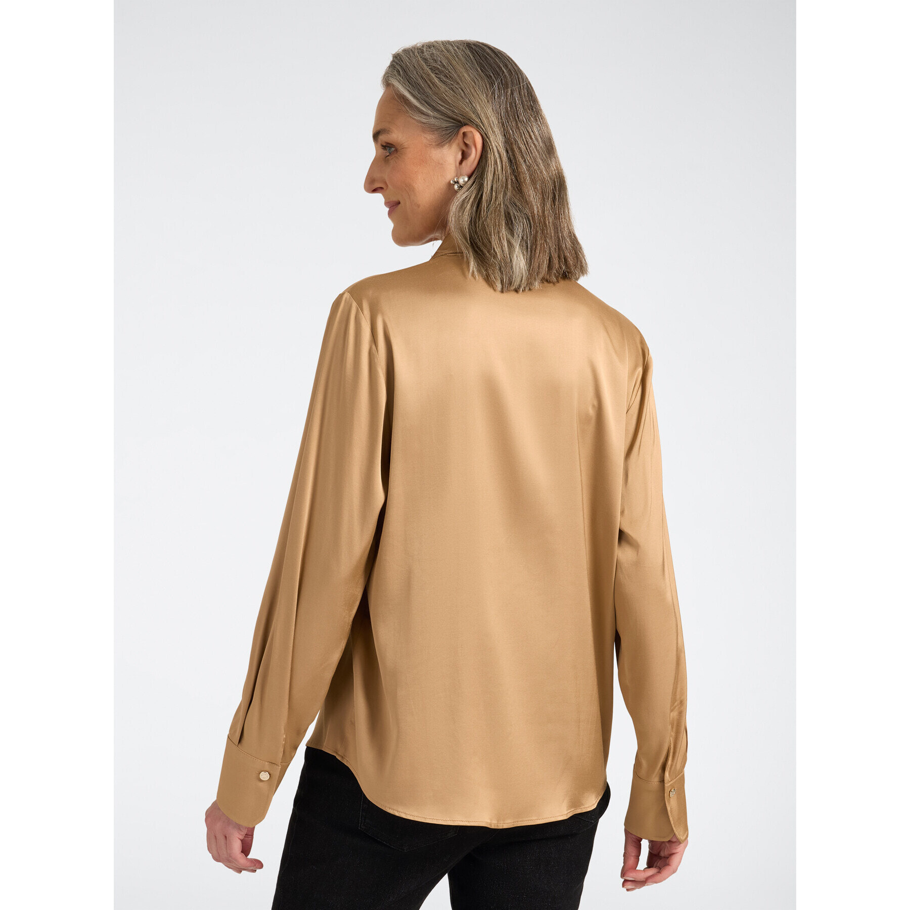 Elena Mirò - Camicia in raso di viscosa stretch - Beige