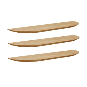 Pack 3 étagères flottantes arrondies en bois massif ton chêne moyen différentes tailles