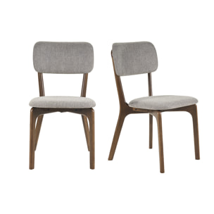 Chaises en tissu effet velours texturé gris et bois foncé (lot de 2) JOCA