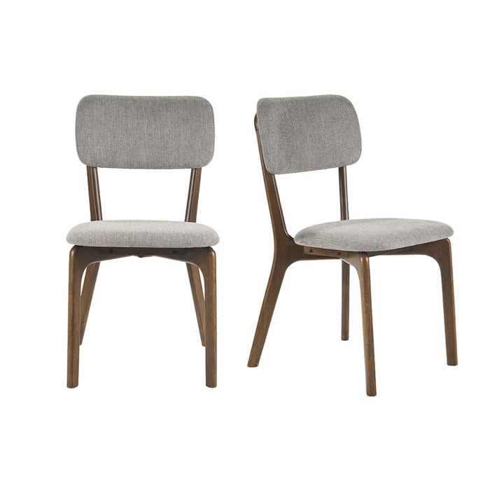 Chaises en tissu effet velours texturé gris et bois foncé (lot de 2) JOCA
