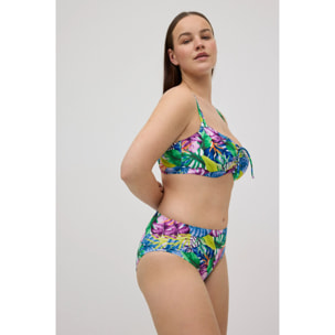Slip bikini molto riducente con stampa tropicale