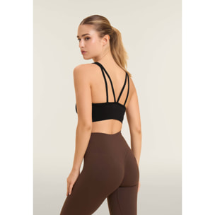 Top sportivo seamless supporto medio con inserti a costine