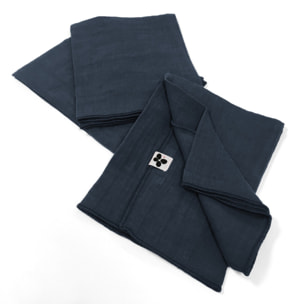 Lot de 3 serviettes de table "Gaïa" 40 x 40 cm "Gaze de Coton" - Gaïa Minuit