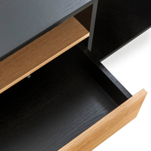 Mueble TV Apolo 1 Puerta 2 cajones, Color Negro/Madera