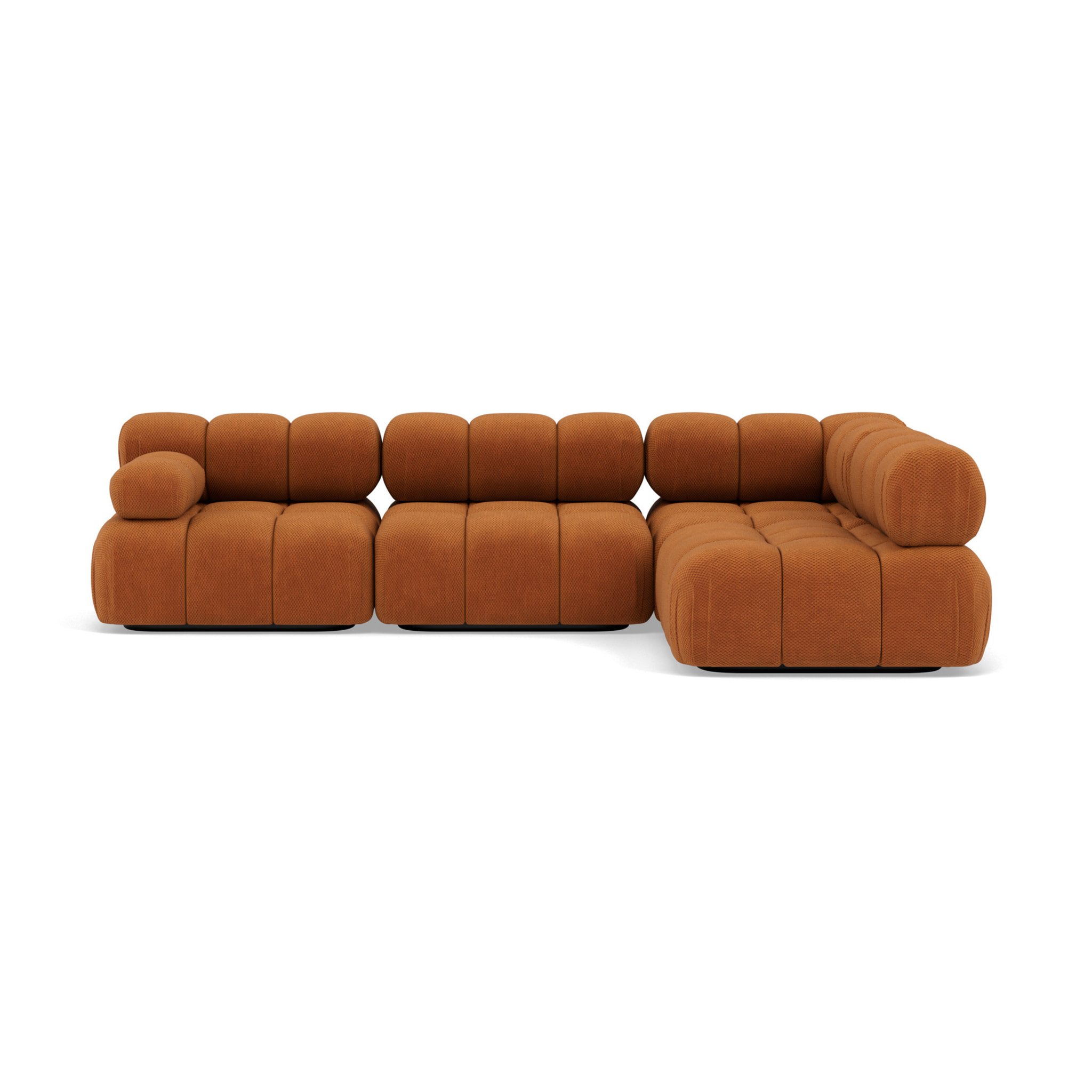 Ruby - canapé modulable d'angle droit 5 places en velours texturé - Terracotta