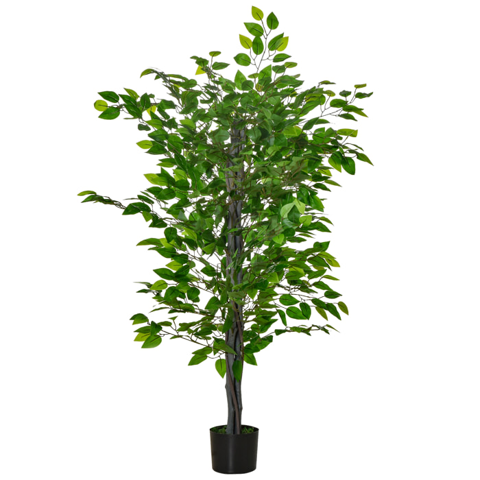 Planta Ficus Artificial 135 cm en Maceta con 756 Hojas Planta Sintética Realista para Interior y Exterior Planta Artificial Decorativa para Hogar Salón Oficina Verde