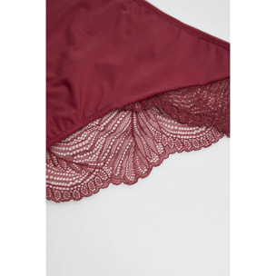 Slip midi in pizzo granato