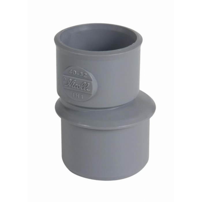 Réduction NICOLL extérieure excentrée - mâle-femelle - PVC gris - Ø 40/32 mm - IH1