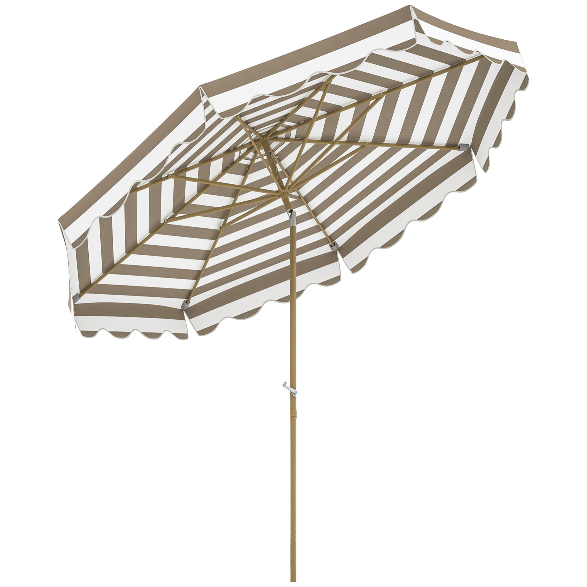 Sombrilla Terraza Exterior Ø268 cm Sombrilla de Jardín con Ángulo Inclinable y Manivela Protección UV 50+ Parasol para Patio Terraza Gris y Blanco