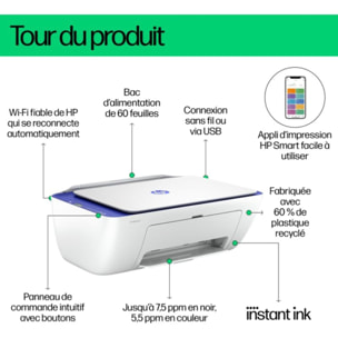 Imprimante jet d'encre HP Deskjet 2821e éligible Instant Ink