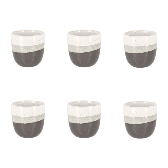Lot de 6 tasses expresso marron en grès 11cl RIGA