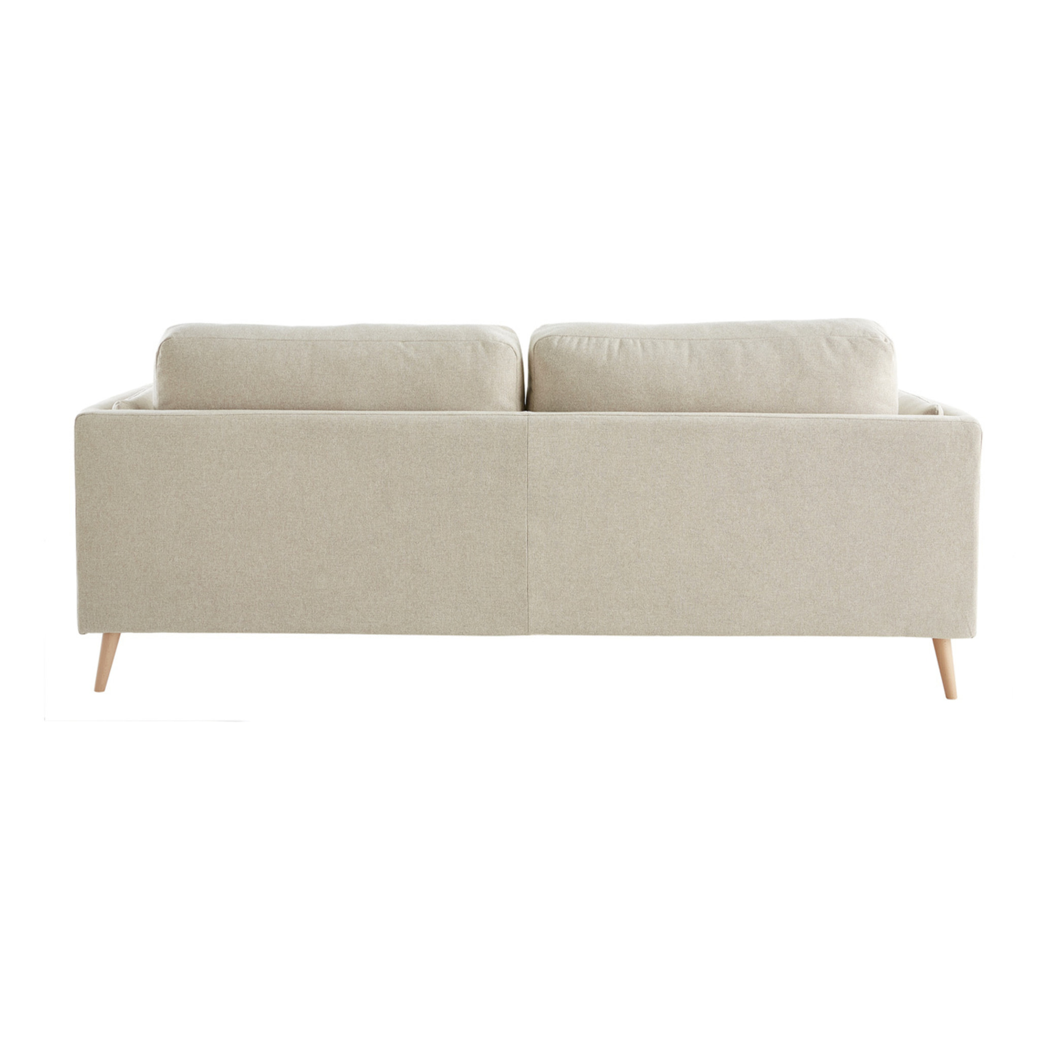 Canapé scandinave 3 places en tissu beige naturel et bois clair VOGUE