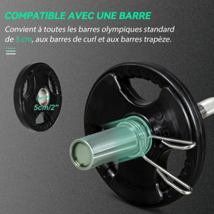 Disques de poids 2 x 5Kg - 3 poignées - trous dia.50mm - noir