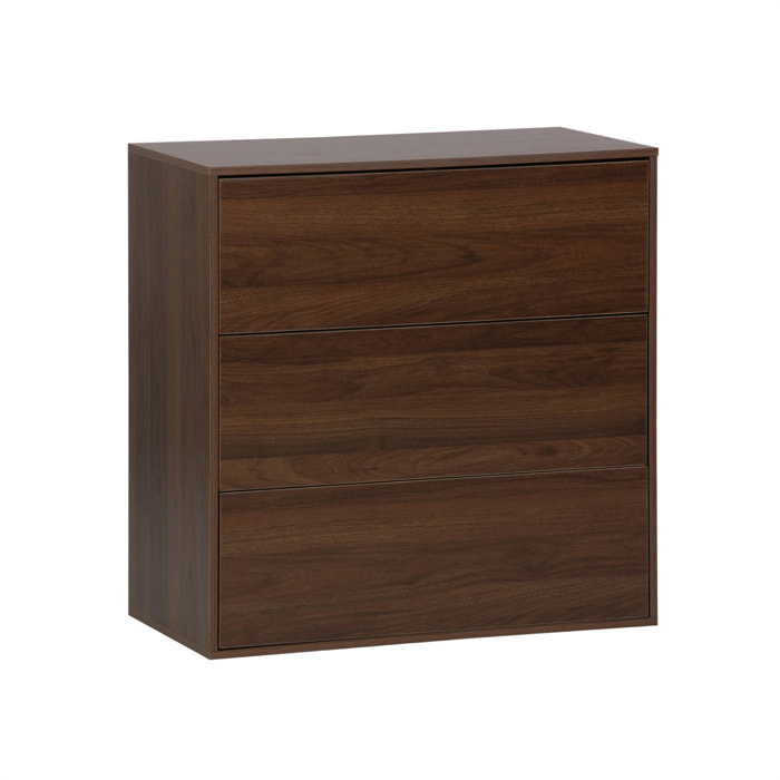 Commode. module de rangement décor bois noyer 3 tiroirs - Kompo