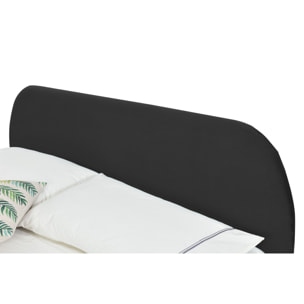Lit 140 x 190 cm en velours noir et pieds noirs GARBERA