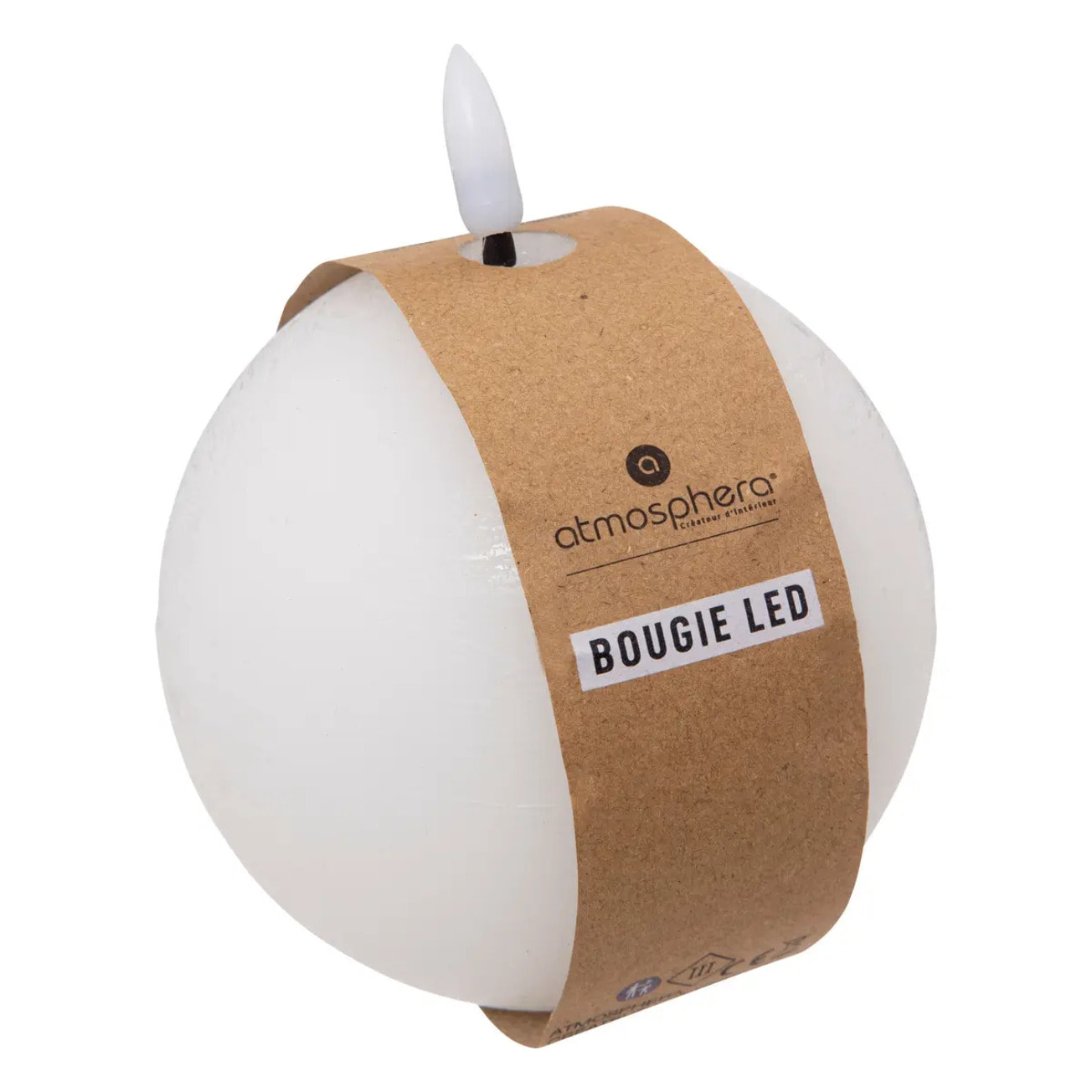 Bougie boule LED Molia D.10cm blanc