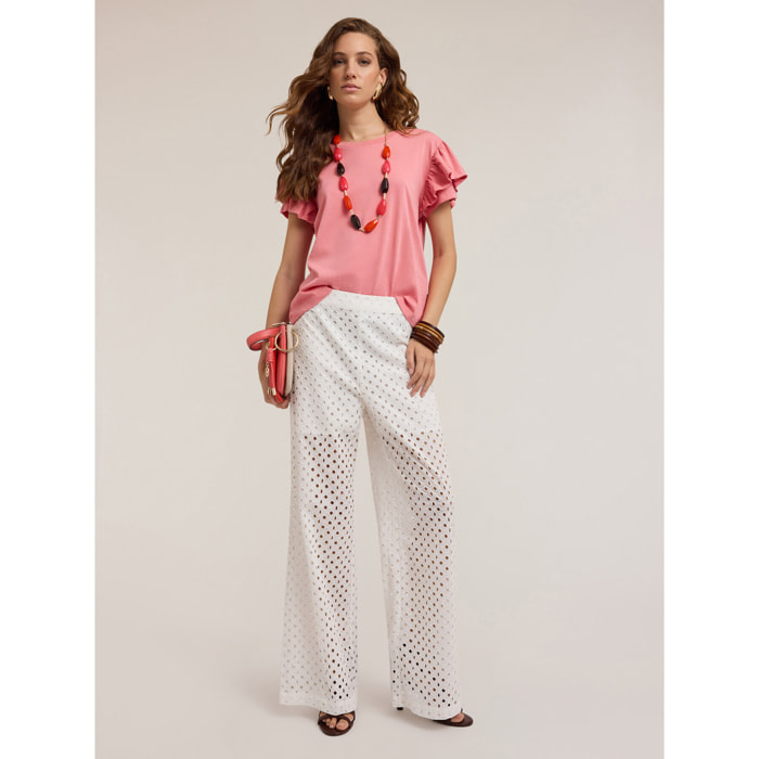 Motivi - T-shirt con maniche a volant - Rosa