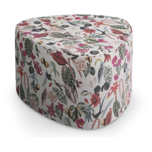 Pouf "Andalou" en velours motif tropical