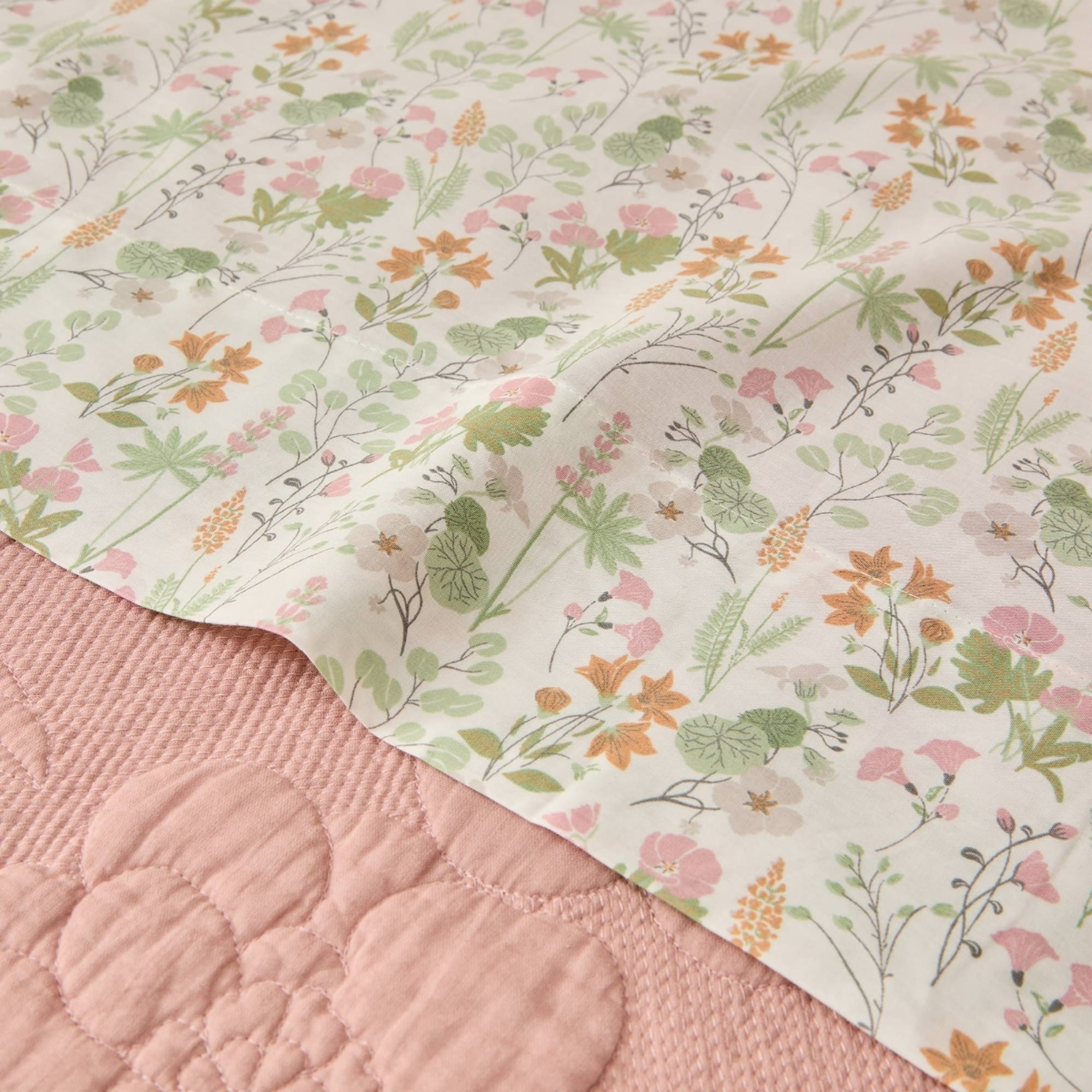 Sábana algodón flores Ferda color verde 100% Algodón percal