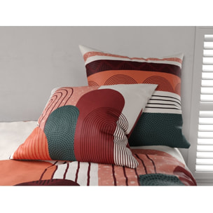 Parure housse de couette coton rouge