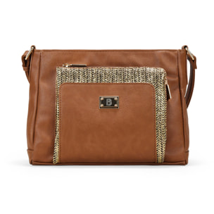 Bolso bandolera marrón con cremallera