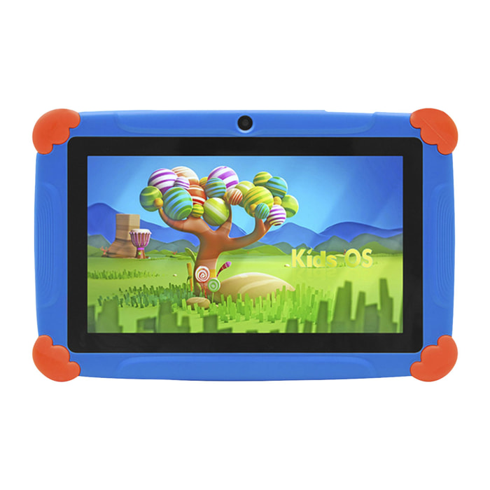 Tablet per bambini WiFi K77. Sistema operativo Android 7. Schermo da 7 pollici 1024x600px. MTK8321 Quad-Core da 1,3 GHz, 1 GB di RAM + 8 GB. Doppia fotocamera.